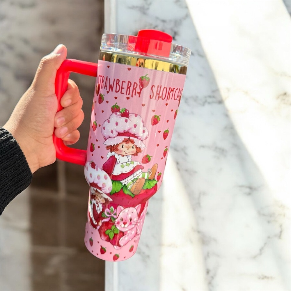 Stanley Red Strawberry Shortcake Tumbler with Straw and Straw Topper - Picture 3 of 5